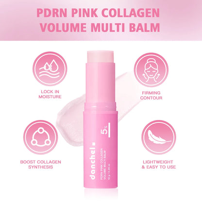 PDRN Pink Collagen Balm Stick Firming Deep Hydration Moisturization Collagen Radiant Portable Stick Plump Eye Neck Lines