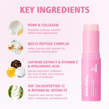 PDRN Pink Collagen Balm Stick Firming Deep Hydration Moisturization Collagen Radiant Portable Stick Plump Eye Neck Lines