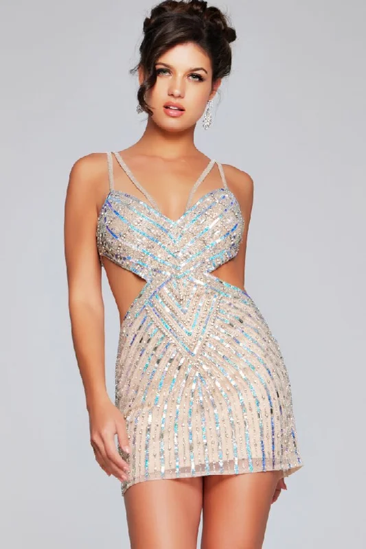 Jovani 400610 Beaded Sequin Short Cocktail Dress