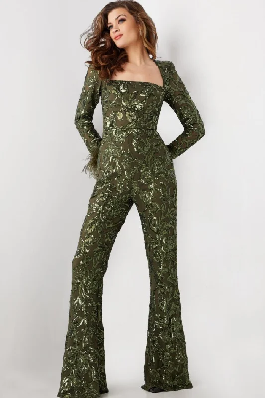 Jovani 25904 Long Beaded Sequin Formal Jumpsuit