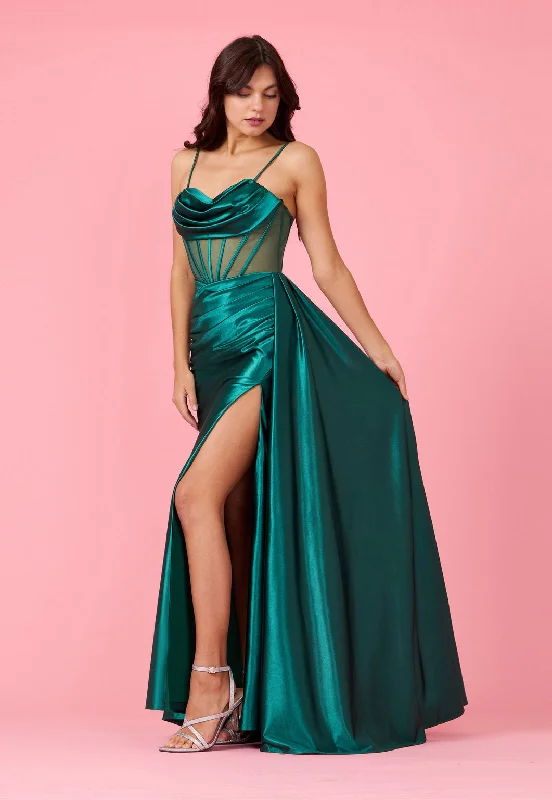 Long Cowl Corset Formal Prom Dress