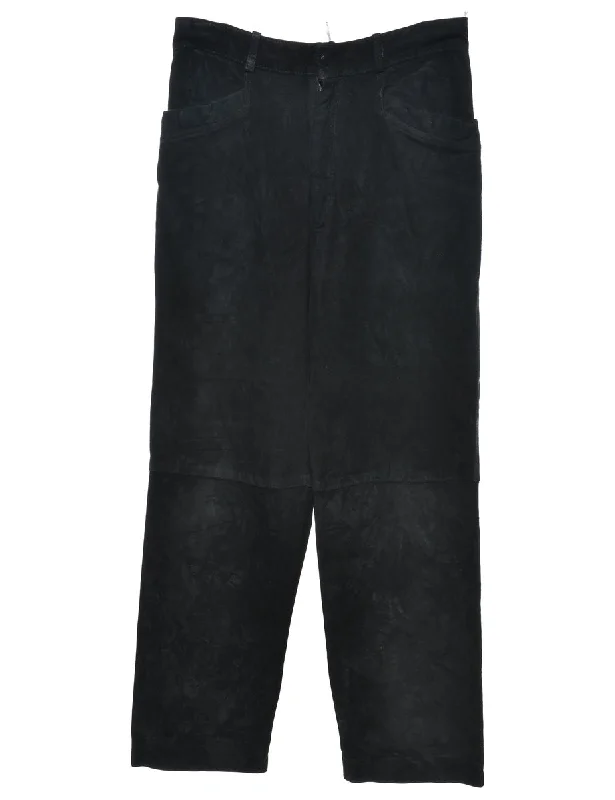 Black Classic Suede Trousers - W30 L29