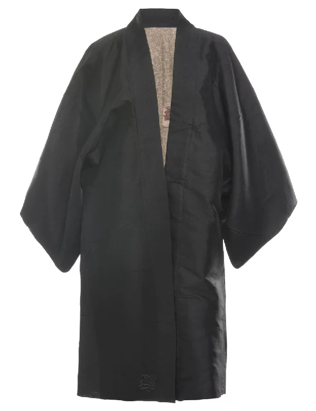 Black Midi Length Kimono - M