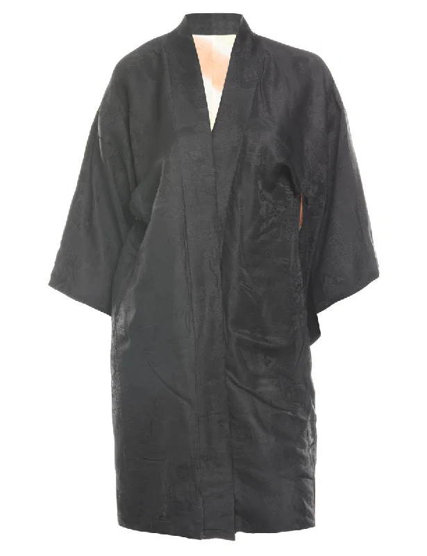 Black Midi Length Kimono - S