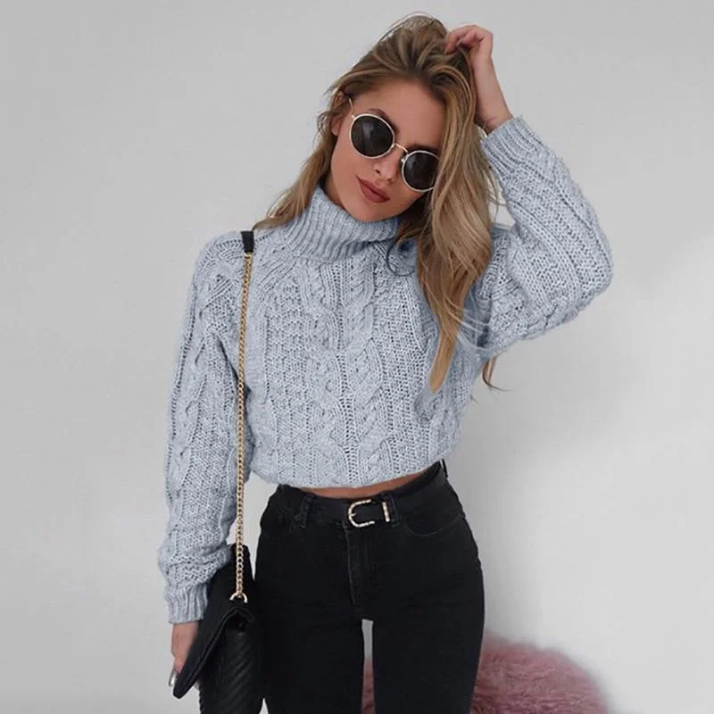 Retro Knitted Turtleneck Pullover