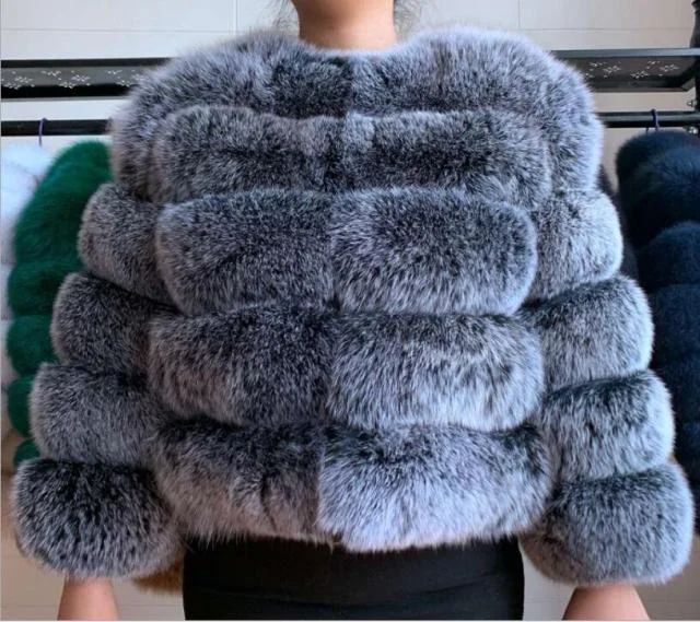 Winter Jacket Big Fluffy Artificial Faux Fur Coat Thick Warm Outerwear