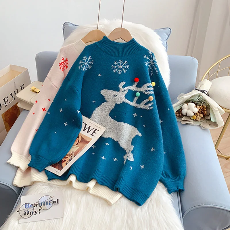 Christmas elk sweater over sweater  4986