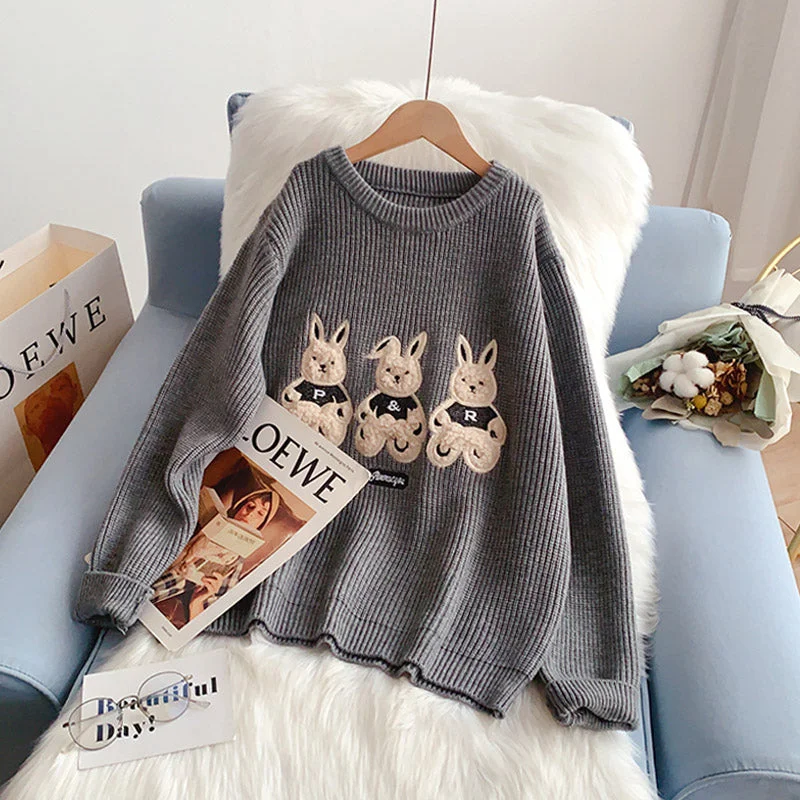 Cute Japanese cartoon sweater lazy wind sweater  5146