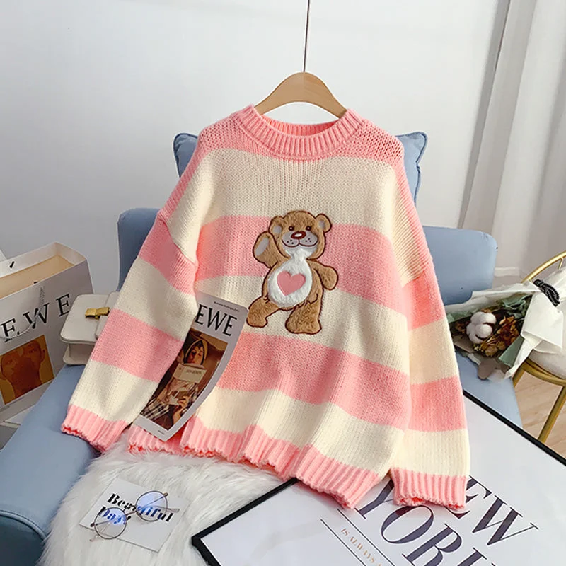 Cute sweet bear sweater sweater sweater top  4979