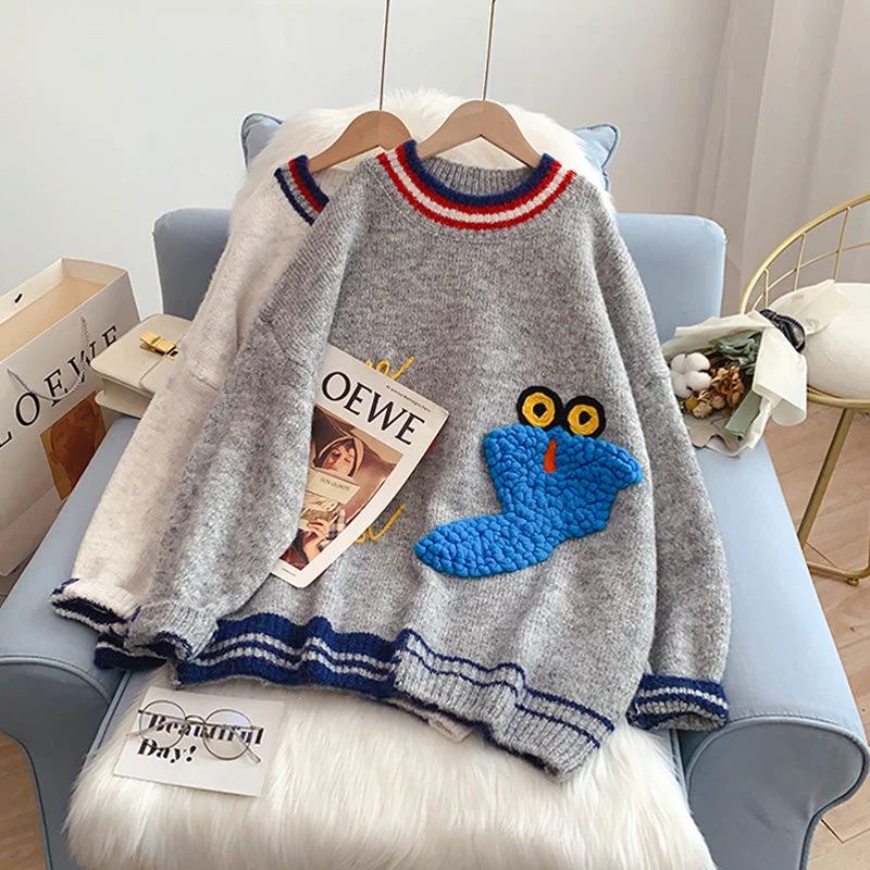 Heavy industry cartoon embroidered sweater foreign style coat  4997