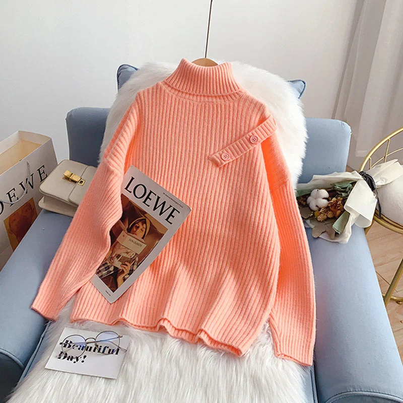 High neck sweater candy color versatile thin Korean bottomed shirt  5236