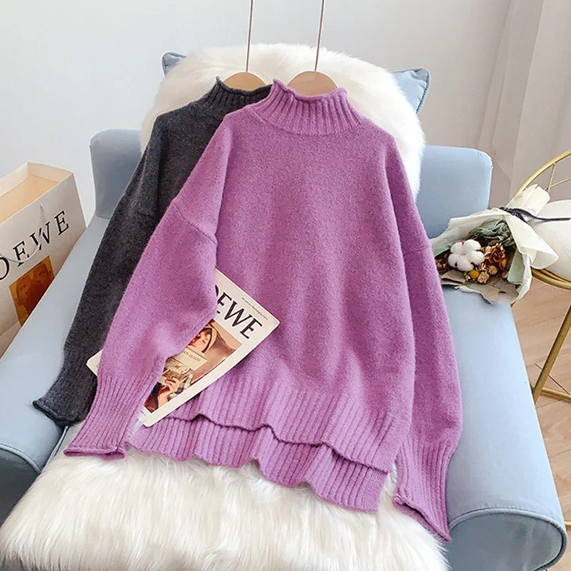 High neck sweater design sense of minority sweater top  5228