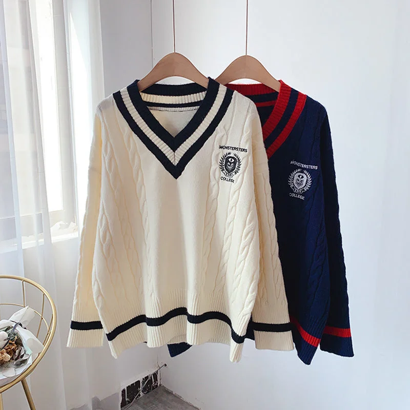 Japanese college style loose Pullover Sweater sweater top  5031