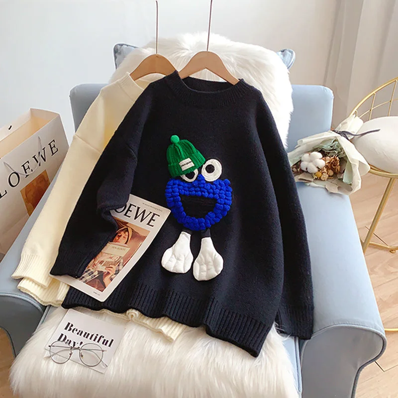 Klein Blue cartoon sweater sweater sweater top  5024