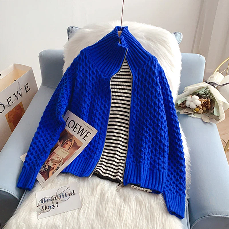 Klein Blue zipper sweater cardigan  5126