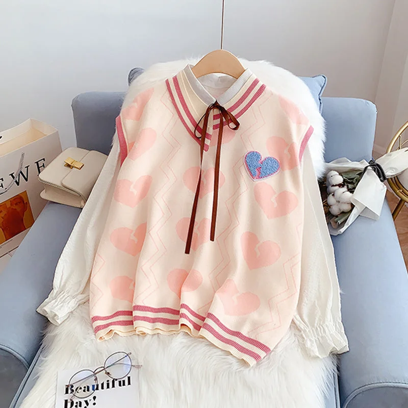 Love embroidered Japanese knit vest  5172