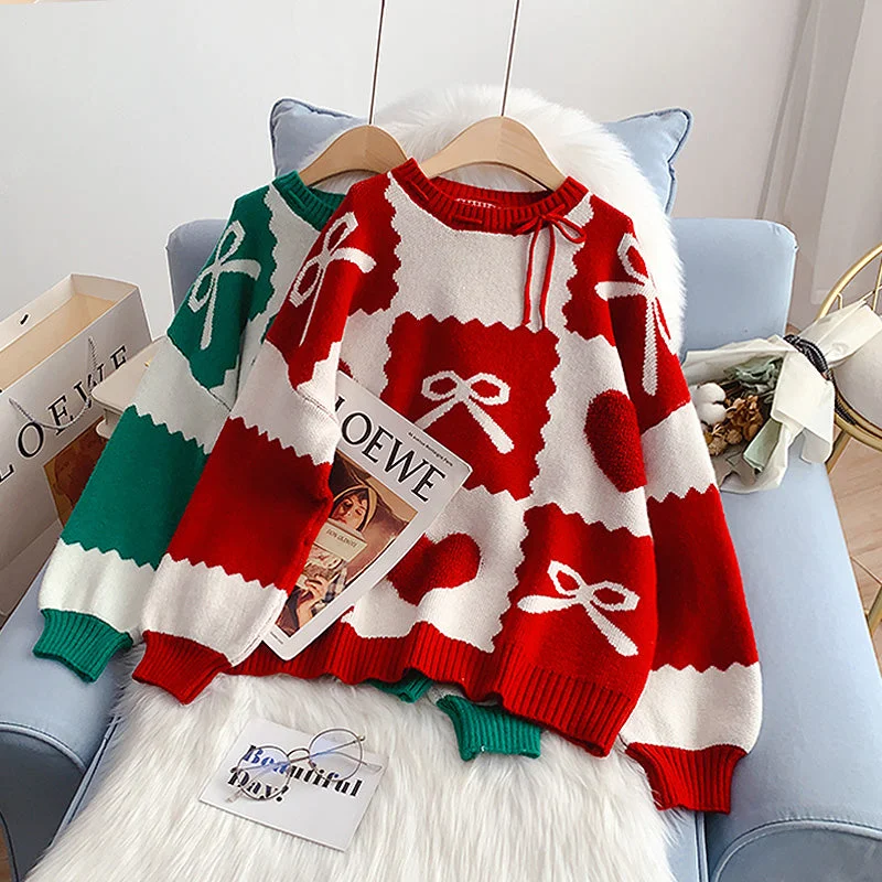 Red Christmas Sweater foreign style sweater  5030