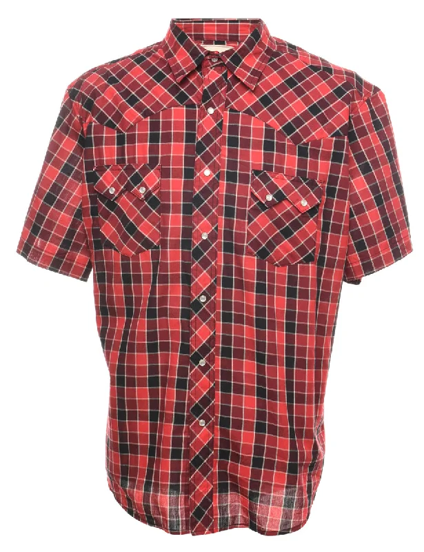 Wrangler Checked Black & Red Short Sleeve Western Shirt - XL