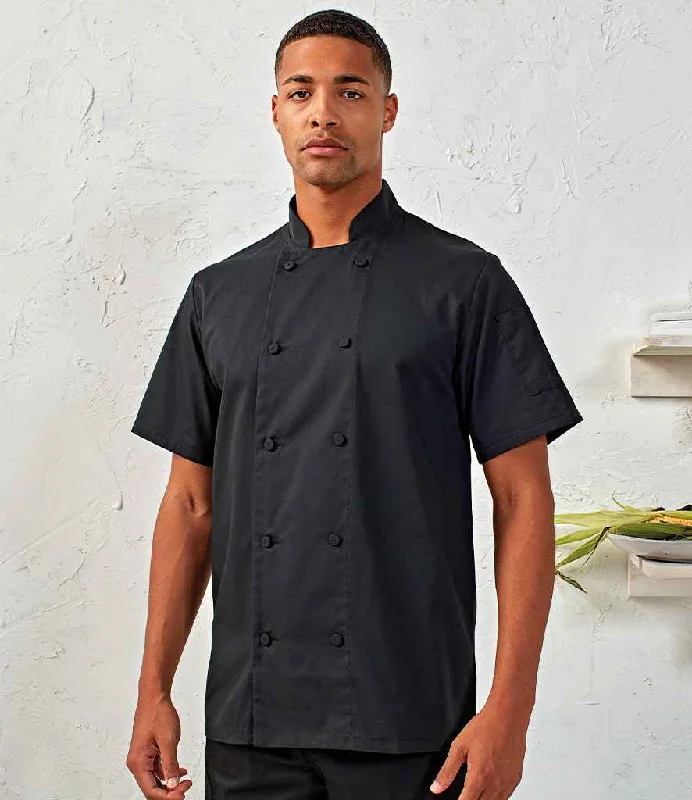 Premier Coolchecker® Short Sleeve Chef's Jacket | Black