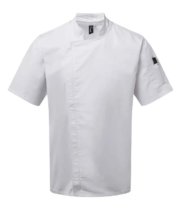 Premier Short Sleeve Zipped Chef's Jacket | White