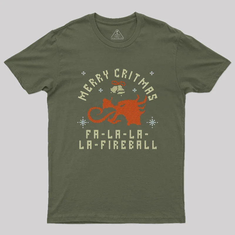 D&D Merry Critmas Falalala Fireball Geek T-Shirt