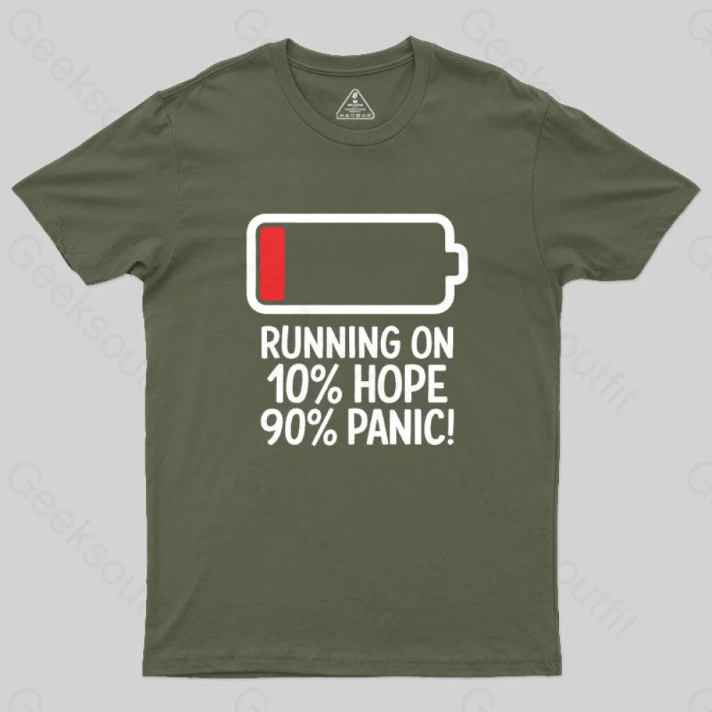 Running on 10% hope, 90% panic Geek T-Shirt