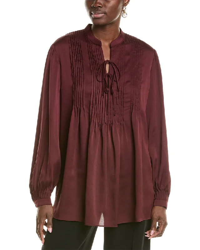 Lafayette 148 New York Split Crew Neck Blouse