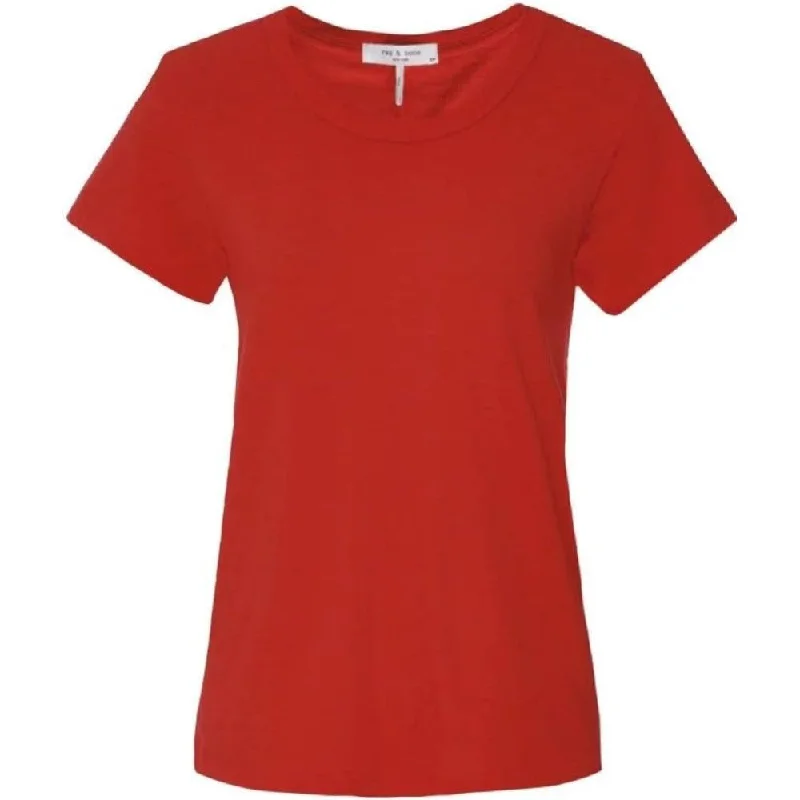 rag & bone Women's The Slub Crew Neck Tee, Red