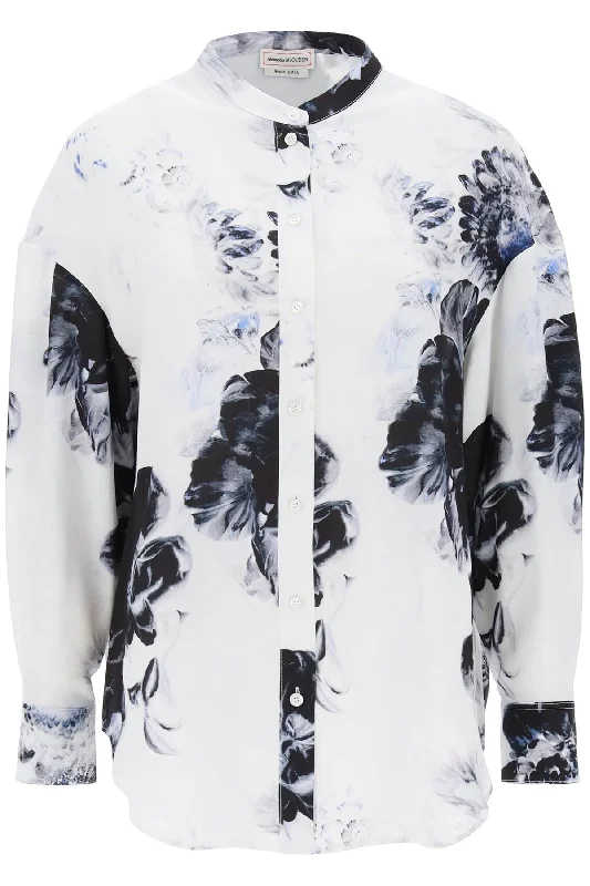 Alexander Mcqueen Women's Orchid Maxi Shirt In Silk Crepe