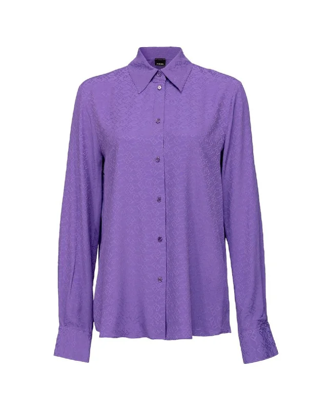 PINKO Jacquard Silk Shirt with All-Over Logo Design