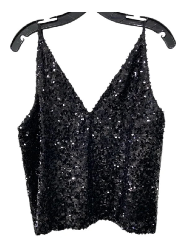 J Crew Collection Size M Black Polyester Fully Sequined Double V Top