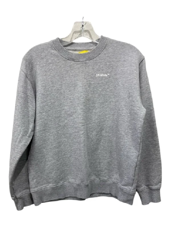 Off-White Size 12/XS Gray & multi Cotton Crew Neck Heathered arrows Top