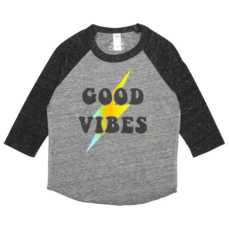 GOOD VIBES LIGHTNING BOLT RAGLAN TSHIRT