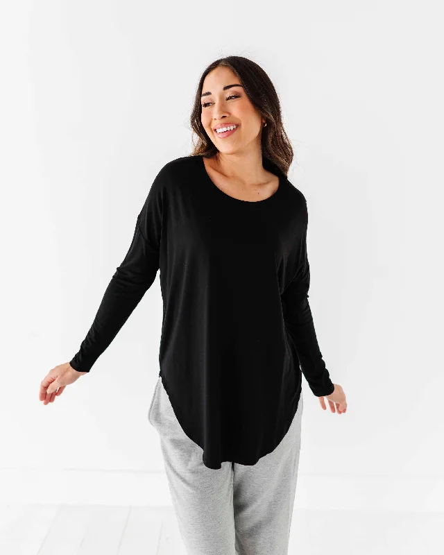 Women's Relaxed Fit Long Sleeve Shirt - Black