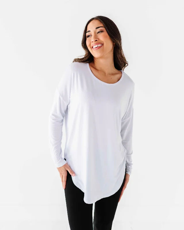 Women's Relaxed Fit Long Sleeve Shirt - White