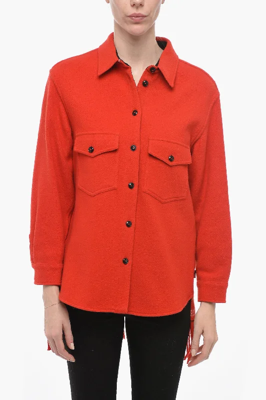 Woolrich Wool Blend Shirt with Fringed Detail