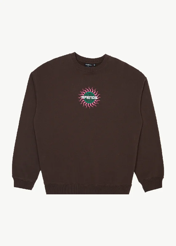 AFENDS Mens Solar Flare - Crew Neck - Coffee