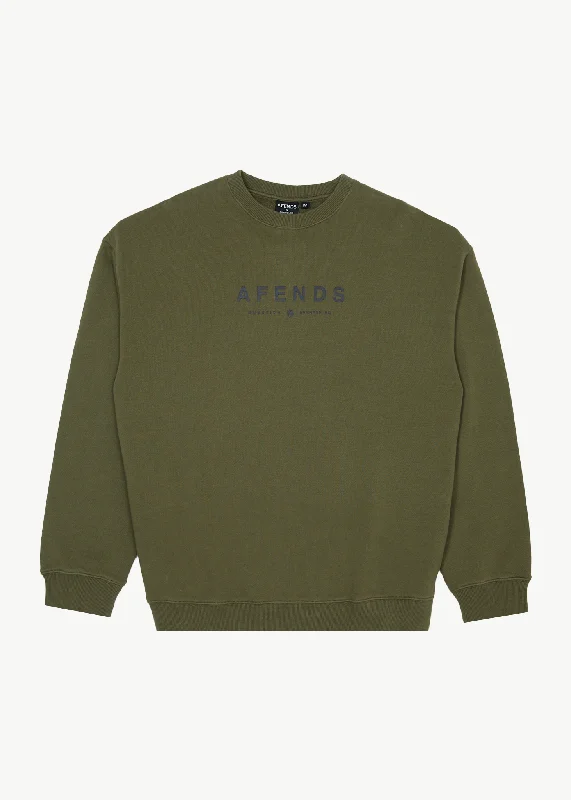 AFENDS Mens Thrown Out - Crew Neck - Military