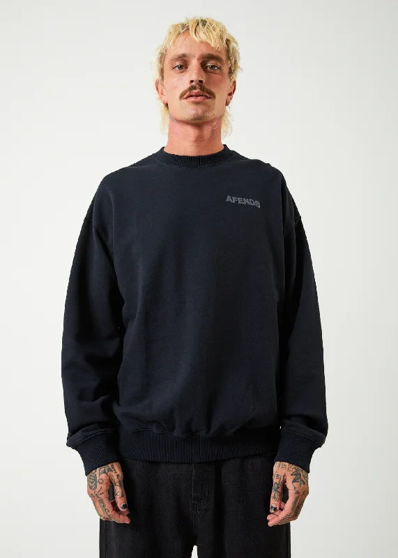 AFENDS Mens Vortex - Crew Neck Jumper - Black