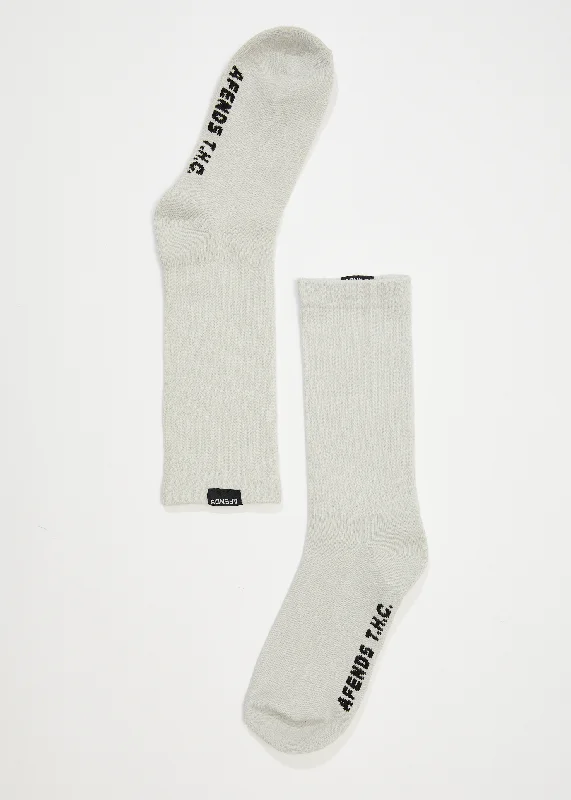 AFENDS Unisex Everyday - Ribbed Crew Socks - Smoke