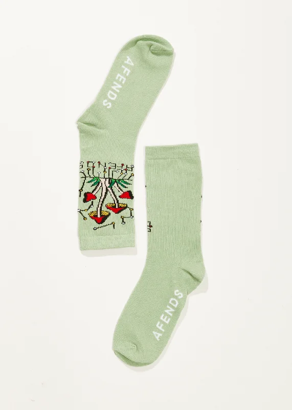 AFENDS Unisex Journey Inward - Crew Socks - Pistachio