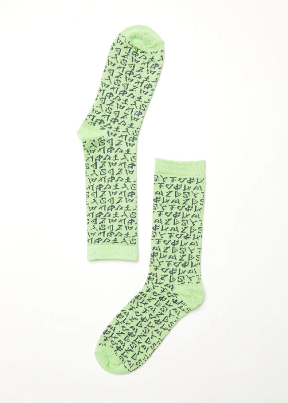 AFENDS Unisex Tagged - Unisex Crew Socks - Lime Green