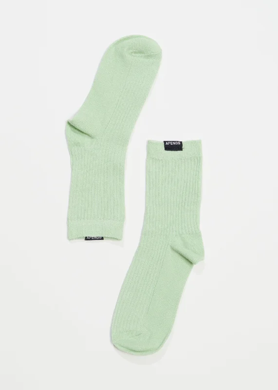 AFENDS Unisex The Essential - Ribbed Crew Socks - Pistachio