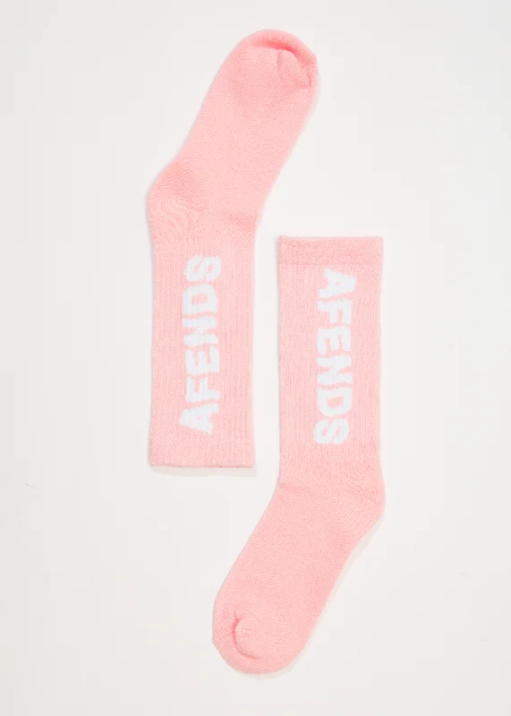 AFENDS Unisex Vortex - Crew Socks - Powder Pink