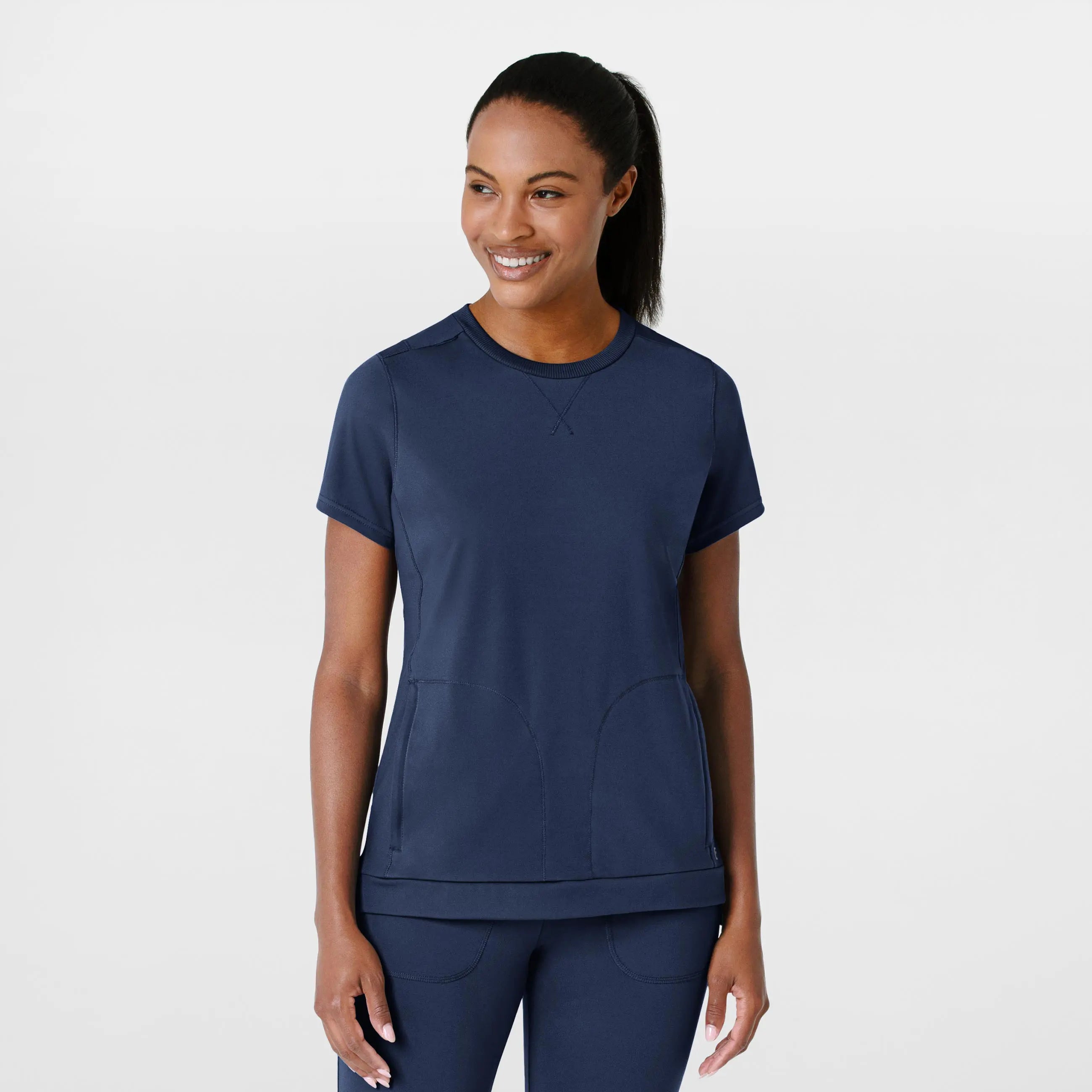 Wink Knit Women's Flex-n-Reach Crew Neck Scrub Top - Navy