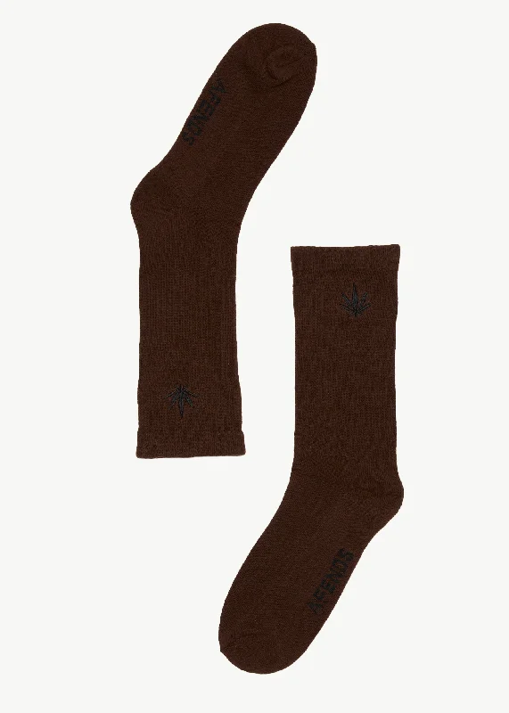 AFENDS Mens Happy - Crew Socks - Coffee