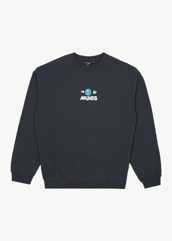 AFENDS Mens Hometown - Crew Neck - Charcoal