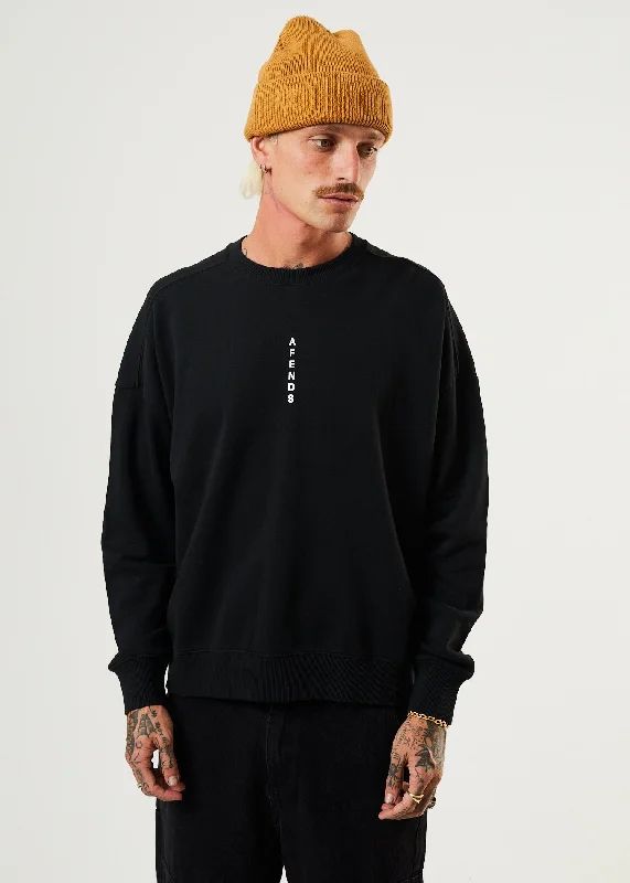 AFENDS Mens Machine - Crew Neck Jumper - Black