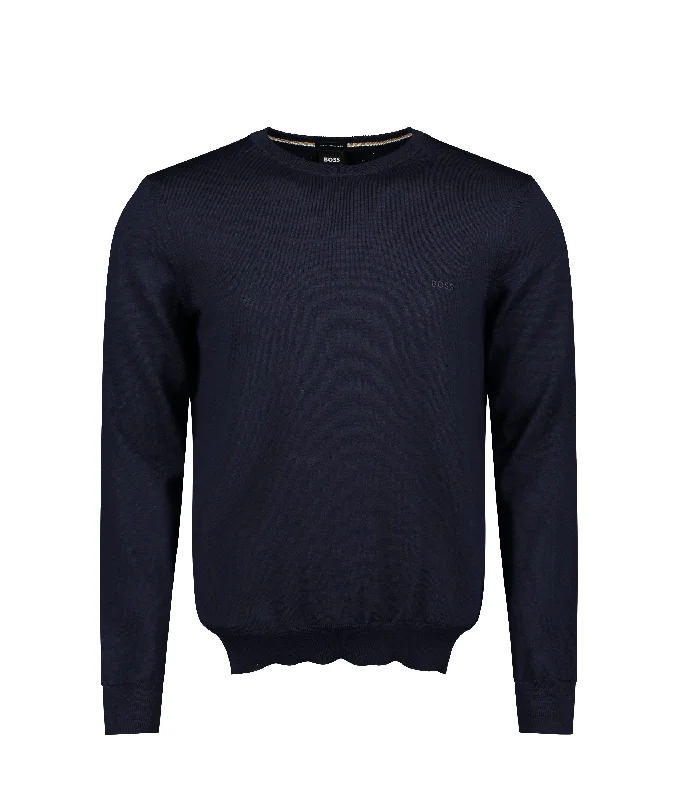 Botto Logo-Embroidered Sweater in Responsible Wool - Navy