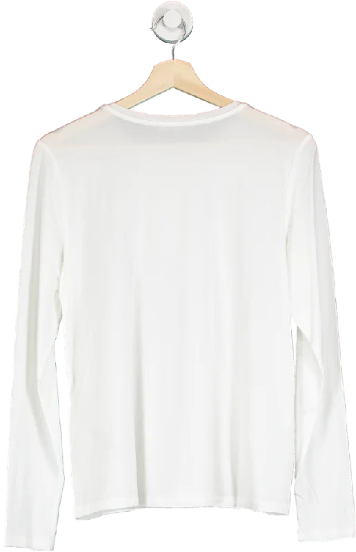 Eileen Fisher White Fine Jersey Crew Neck Top UK M